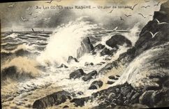 CPA Les Cotes De La Manche Un Jour De Tempete