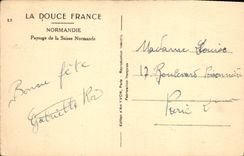 Paisaje suave de Francia Normandía de la POSTAL de la VENDIMIA de la vaca del normando de Suiza