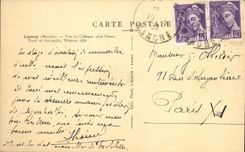 POSTAL Lessay de la VENDIMIA visto de occidental el castillo de la base