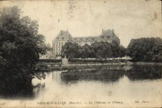 VINTAGE POSTCARD Torigni on Sea the Castle and the pond