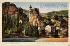 CPA Gorges du Tarn Castelbouc Vue d'Ensemble et le vieux chateau 