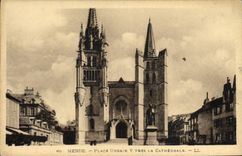 CPA Mende Place Urbain V Vers La Cathedrale
