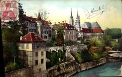 VINTAGE POSTCARD Basel Munster put Deutschrittergaten