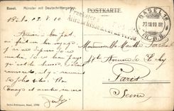 VINTAGE POSTCARD Basel Munster put Deutschrittergaten