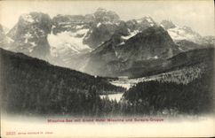 VINTAGE POSTCARD Misurina See put Grand Hotel Misurina und Sorapis Grupp