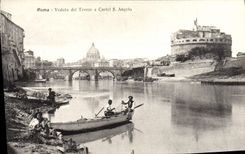 CPA Roma Veduta del Tevere a Castel S Angelo Pecheurs Peche