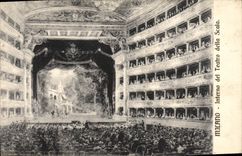 VINTAGE POSTCARD MIlano Interno del Teatro Della Scala