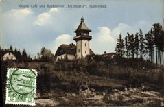 POSTAL Cofe grande Und de la VENDIMIA que restaura Forstwarte Marienbad