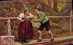 CPA La Haute Baviere Folklore Costume
