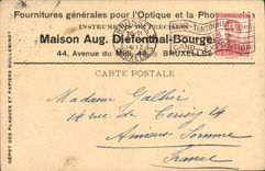 Entier Diefenthal Fournitures generale pour l'optique et la Photographie Avenue du Midi Bruxelles Optique