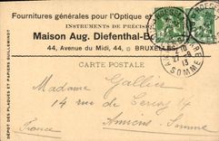 Entier Diefenthal Fournitures generale pour l'optique et la Photographie Avenue du Midi Bruxelles Optique
