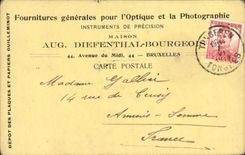 Entier Diefenthal Fournitures generale pour l'optique et la Photographie Avenue du Midi Bruxelles Optique
