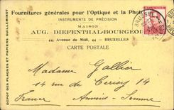 Entier Diefenthal Fournitures generale pour l'optique et la Photographie Avenue du Midi Bruxelles Optique