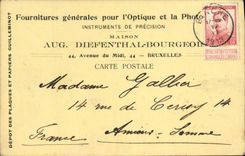 Entier Diefenthal Fournitures generale pour l'optique et la Photographie Avenue du Midi Bruxelles Optique