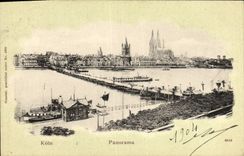 Barcos del panorama de Koln de la POSTAL de la VENDIMIA