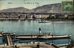 VINTAGE POSTCARD Geneva Roads And Saleve Boat