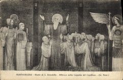 VINTAGE POSTCARD Montecassiro Dead Benedetto Affresco Nella Cappella Del Crocifisso