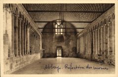 VINTAGE POSTCARD Soft France the Mount St Michel Refectory Abbey Of the Monks