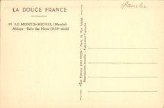 VINTAGE POSTCARD Soft France the Mount St Michel Room Abbey Of the Hosts