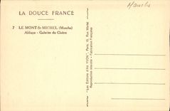VINTAGE POSTCARD Soft France the Mount St Michel Galleries Abbey Of the Cloister