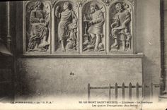 VINTAGE POSTCARD the Mount St Michel VL' Abbey the Basilica Four Low Evangelists relief