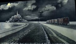VINTAGE POSTCARD Dimension Mont Saint Michel the Arrived night of a train
