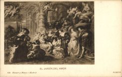 VINTAGE POSTCARD El Jardin Del Amor Madrid Rubens