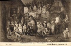 VINTAGE POSTCARD Vinckeboons Kirchweihfest Staedel Museum Frankfurt has Main