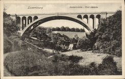VINTAGE POSTCARD Luxembourg Adolphbrucke Bridge Adolphe