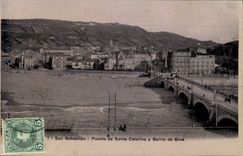 VINTAGE POSTCARD San Sebastian Puente de Santa Catalina there Barrio the Large one
