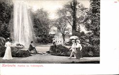 VINTAGE POSTCARD Karlsruhe Parthie im Schlosspark
