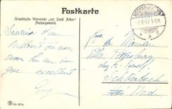 VINTAGE POSTCARD Nedkargemund Griechische Weinstube Zur Stadt Athen Gartenstrasse