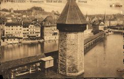 VINTAGE POSTCARD Luzern Wasserturm Blick Auf die Musegg