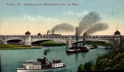 CPA Minden Uberfuhrung des Mittellandkanal Uber die Weser Bateaux