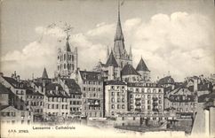 VINTAGE POSTCARD Lausanne Cathedral