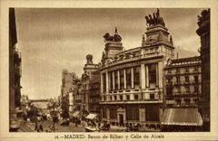 VINTAGE POSTCARD Madrid Banco of Bilbao Fixes of Alcala