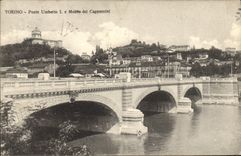VINTAGE POSTCARD Torino Big shot Umberto I E Monte dei Cappuccini