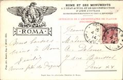 Rapaz del águila de la ilustración de Ricostruzione Roma de la POSTAL de la VENDIMIA