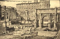 Dei Rostri ED arco di Settimio Severo de Roma de la POSTAL de la VENDIMIA