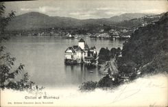VINTAGE POSTCARD Chillon and Montreux