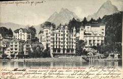 VINTAGE POSTCARD Brunnen Hotel Drossel Und Eden MIT den Mythen