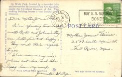 VINTAGE POSTCARD Cleveland Museum Off Art Overlooking The Fine Arts Garden Cleveland Ohio