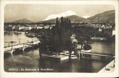 CPA Geneve Ile Rousseau Mont Blanc