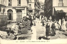 CPA Algeri La Place Randon Et La Rue Marengo