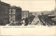 CPA Burg Ring Mit K K Fotmuseen Parlament Und Rathhaus Wien I