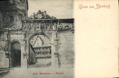 VINTAGE POSTCARD Believed Aus Bamberg Alte Residenz Portal