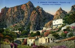 VINTAGE POSTCARD Grimaldi Ventimiglia Big shot St Luigi Frontiera Italo Francese