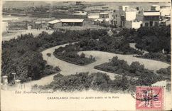 VINTAGE POSTCARD Casablanca Public garden And Roads