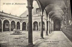 CPA Un Saluto Da Montecassino Chiosttro Dei Benefallori avanti la Chiesa