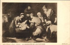 VINTAGE POSTCARD the adoracion De Los Pastores Murillo